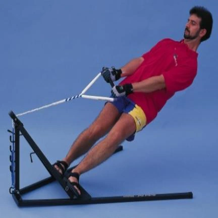 Slalom waterskiing on land lean drill. Watersports Warehouse, Cape Town