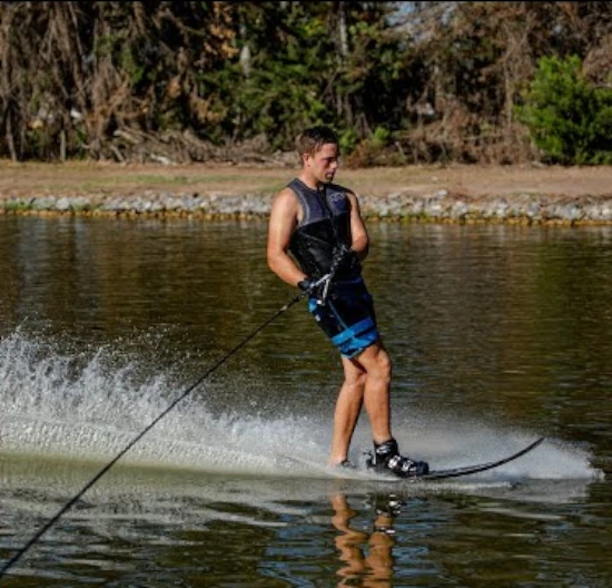 Slalom waterskiing stance. Watersports Warehouse, Cape Town
